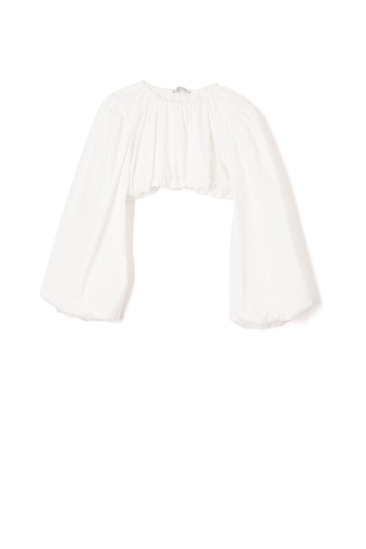 Milkwhite Cropped Balloon White Top