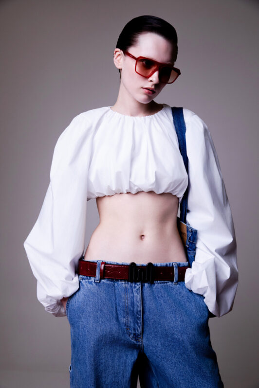 Milkwhite Cropped Balloon White Top