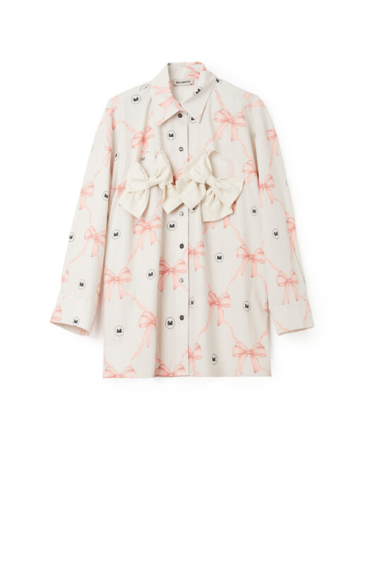 Milkwhite Oversized Bow Shirt Pink