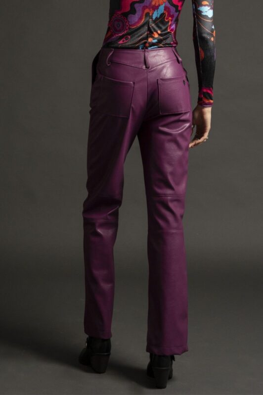 Peace & Chaos Libre Straight Pants Purple Eco Leather