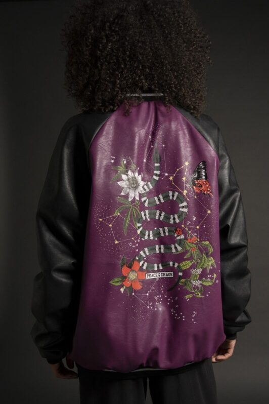 Peace & Chaos Serpent Bomber black & purple