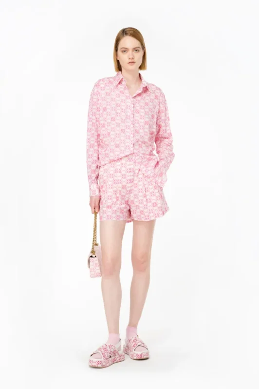 Pinko Muslin Shirt With Monogram And Embroidery