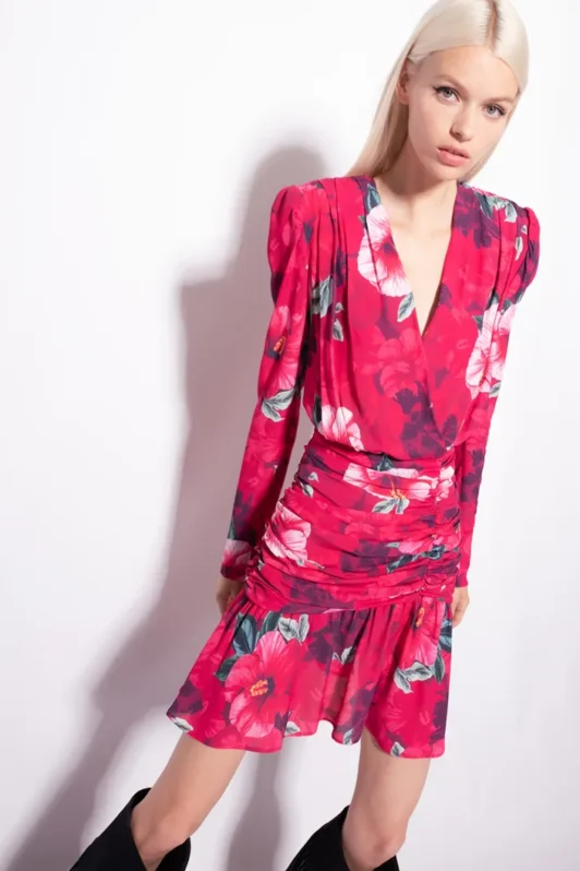 Pinko Short Hibiscus-Print Dress