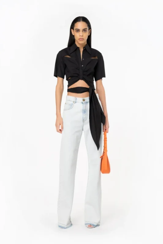 Pinko Wide Leg Light Denim Jeans