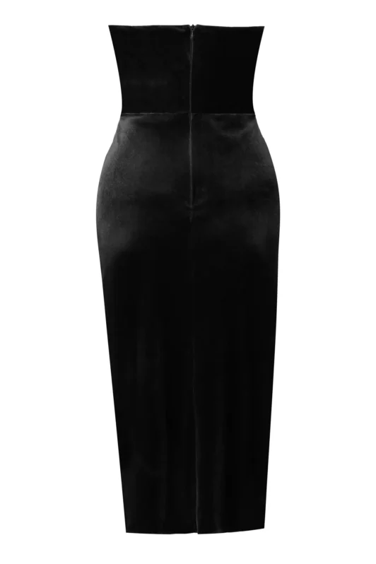 Rossie Black Velvet Midi Dress