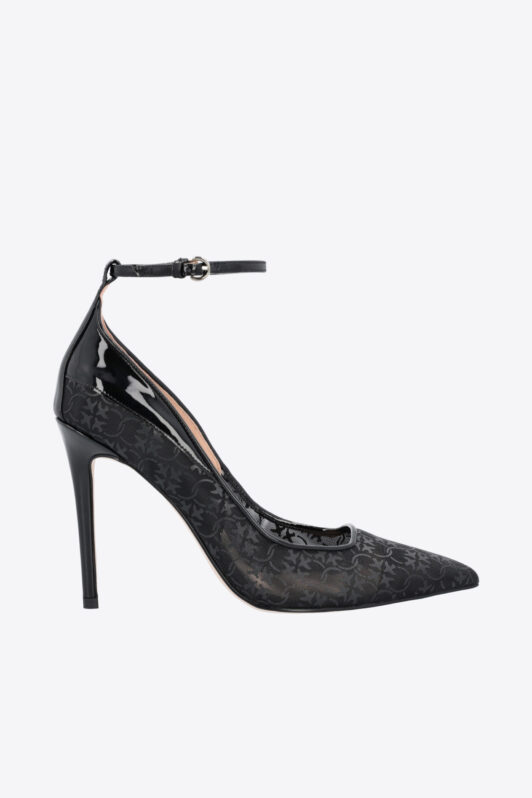 Pinko Love Birds Patent And Mesh Pumps