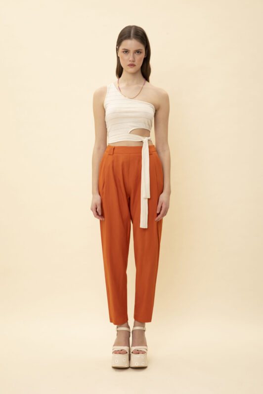 We Are Linen Look Pleated Pants