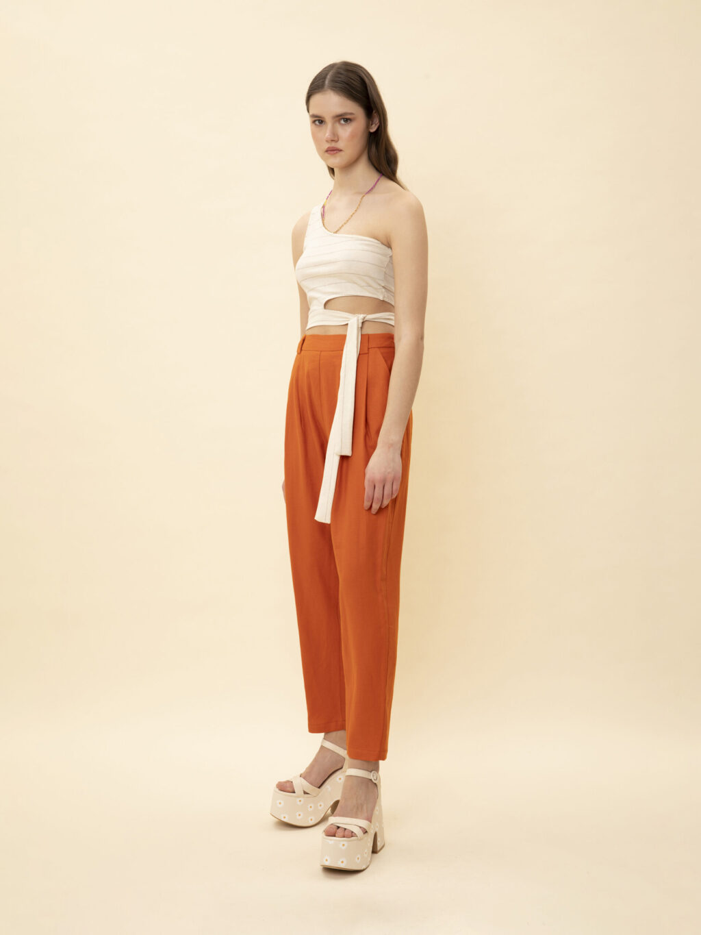 We Are Linen Look Pleated Pants