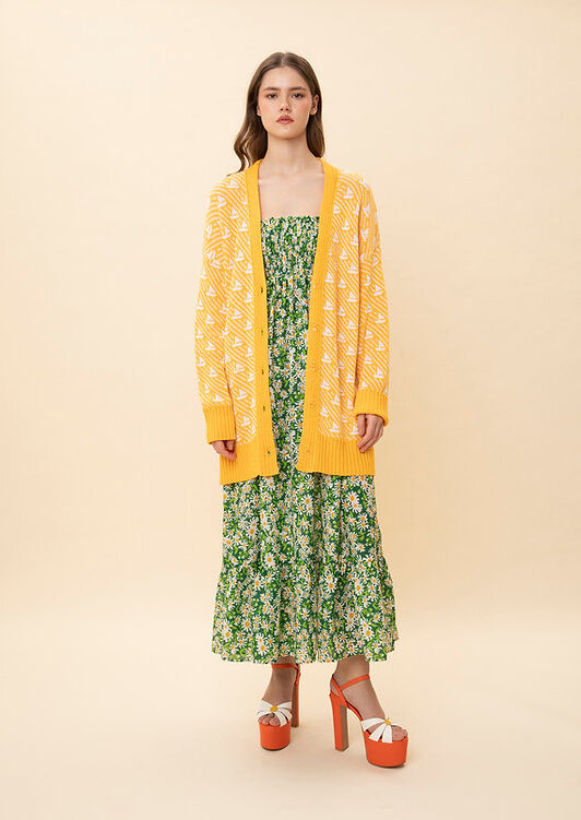 We Are Jacquard Knit Cardigan Yellow