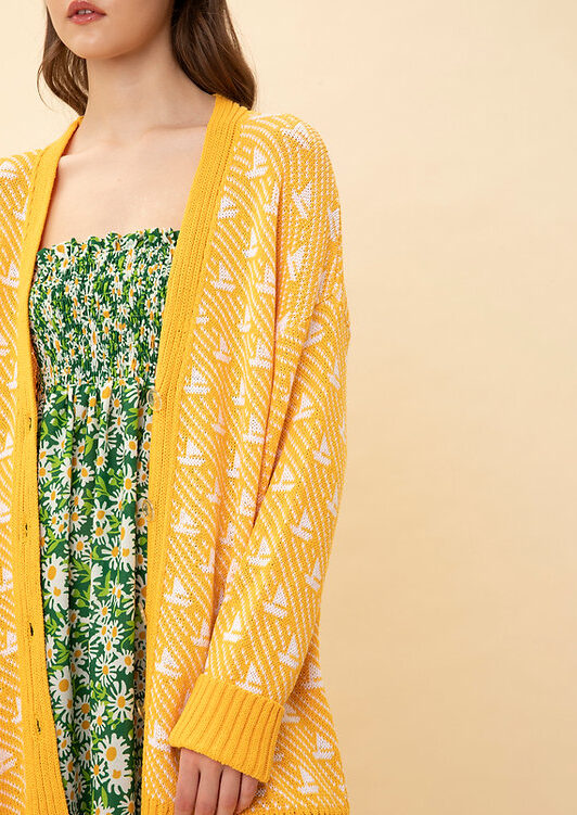 We Are Jacquard Knit Cardigan Yellow