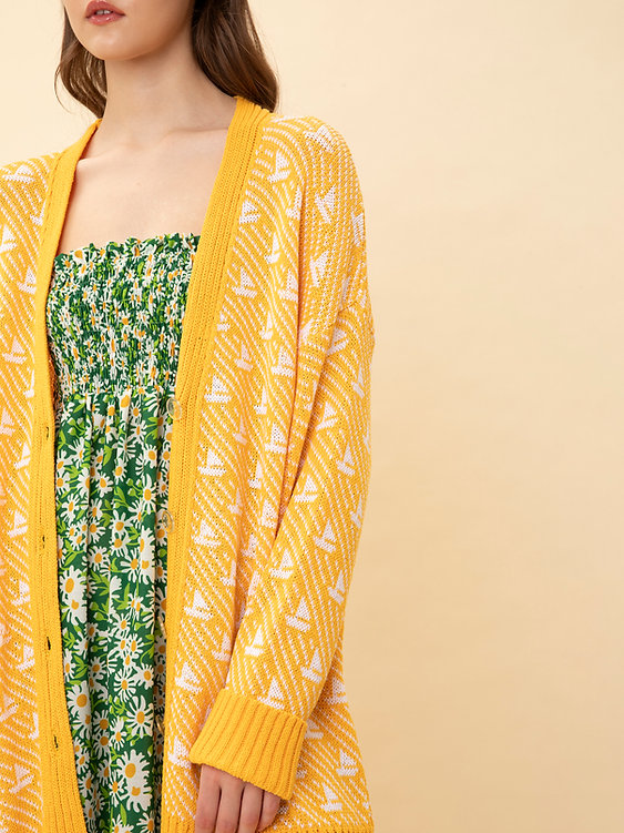 We Are Jacquard Knit Cardigan Yellow