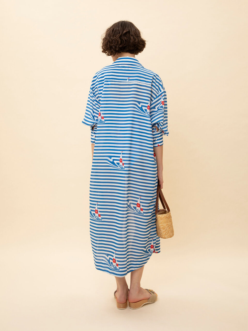 We Are Long Sleeve Shirt Dress Stripes Sailboat