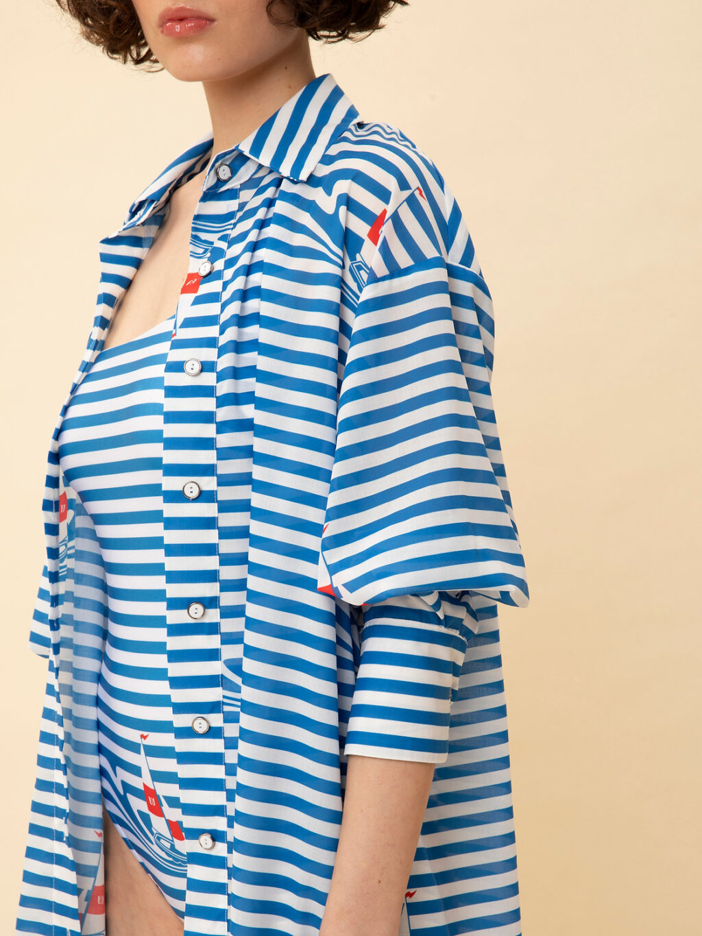 We Are Long Sleeve Shirt Dress Stripes Sailboat