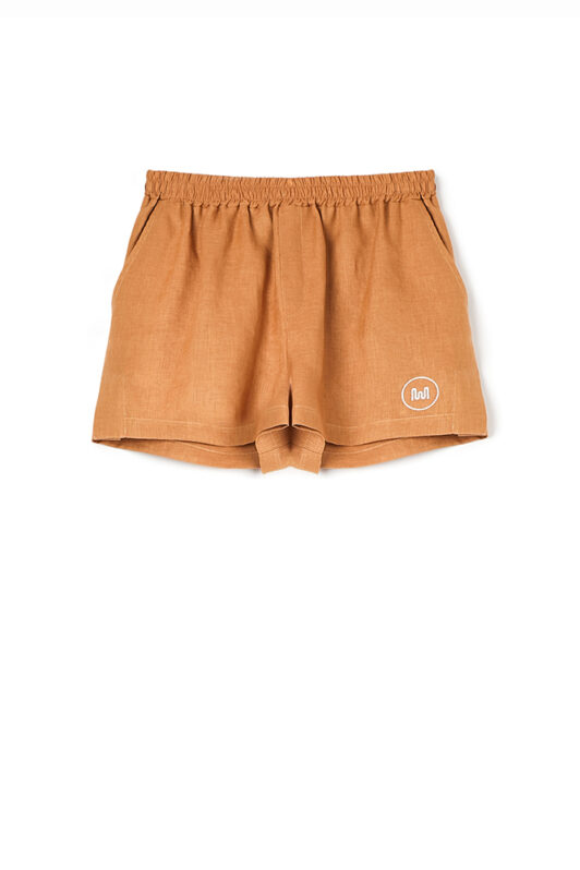 Milkwhite Pure Linen Camel Shorts