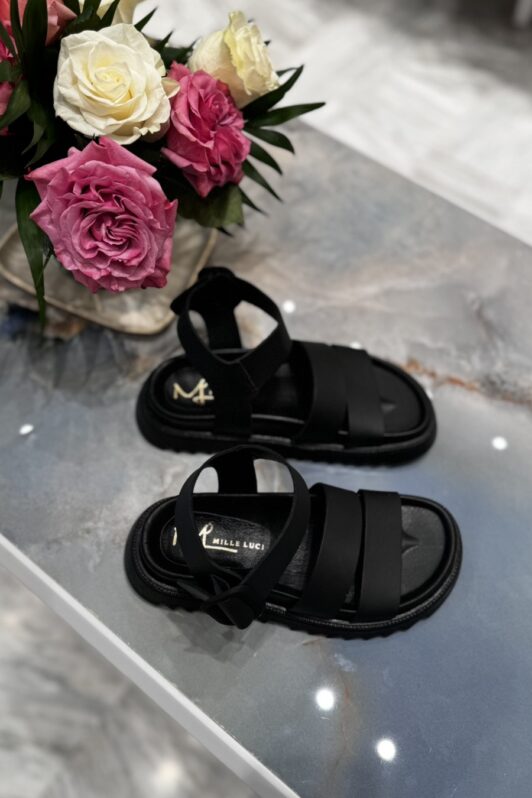 Clarissa Black Leather Sandals