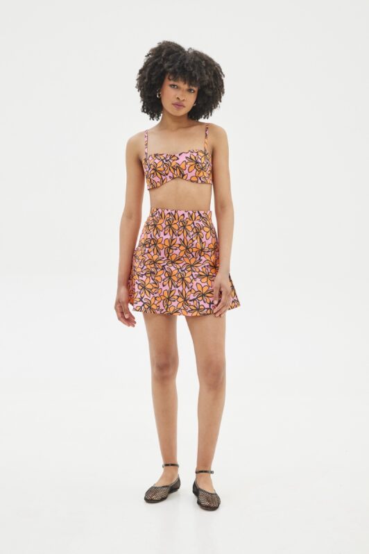 Kairi Printed Cotton Bustier Top