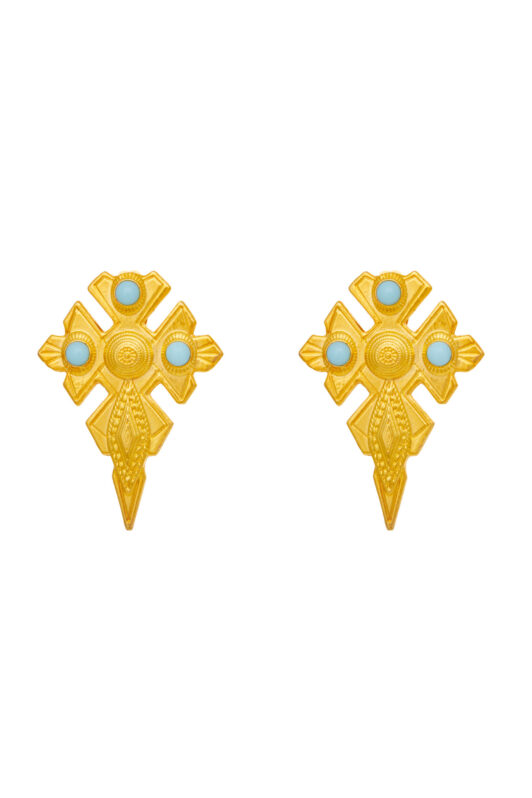 Kaleido Elora Earrings Gold Blue