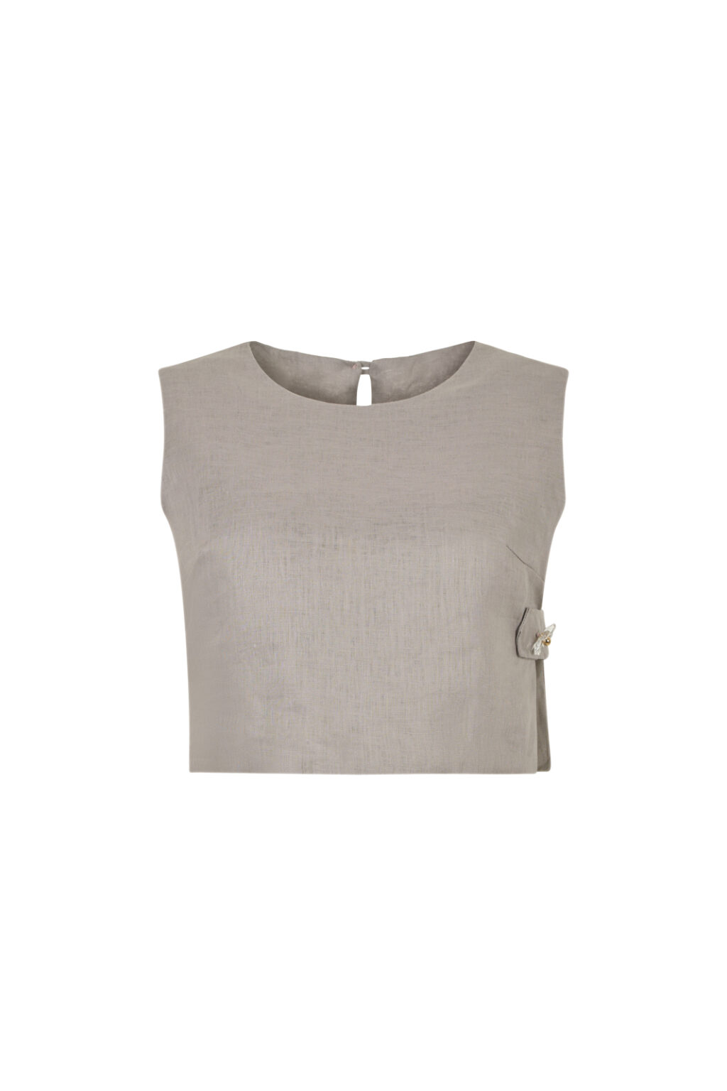 Love + Alicia Ines Linen Button Crop top