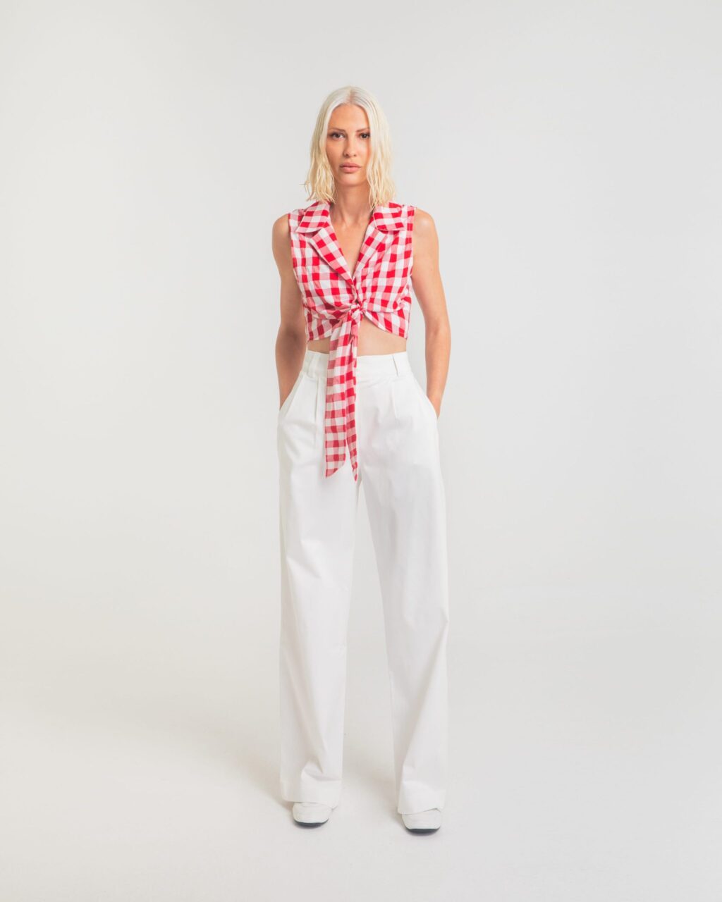 Mamoush Aliky Cropped Shirt (Red Check)