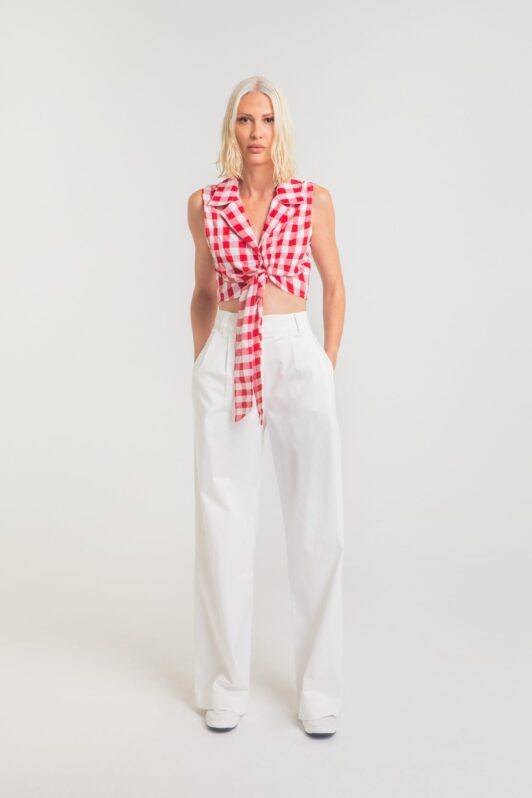 Mamoush Aliky Cropped Shirt (Red Check)