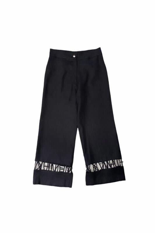 Milkwhite Logo Pure Linen Black MW Pants