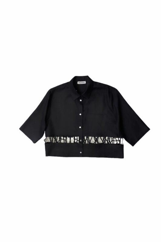 Milkwhite Logo Pure Linen Black MW Shirt