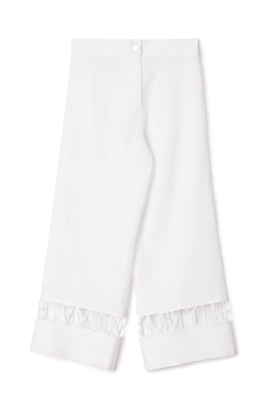 Milkwhite Logo Pure Linen White MW Pants