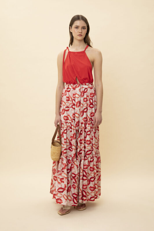 We Are Tiered Buttoned Maxi Skirt