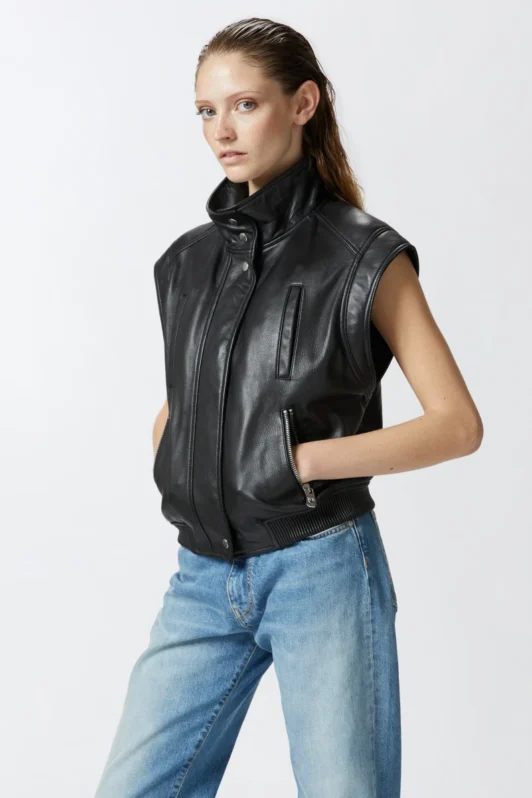 Biker Leather Sleeveless Jacket