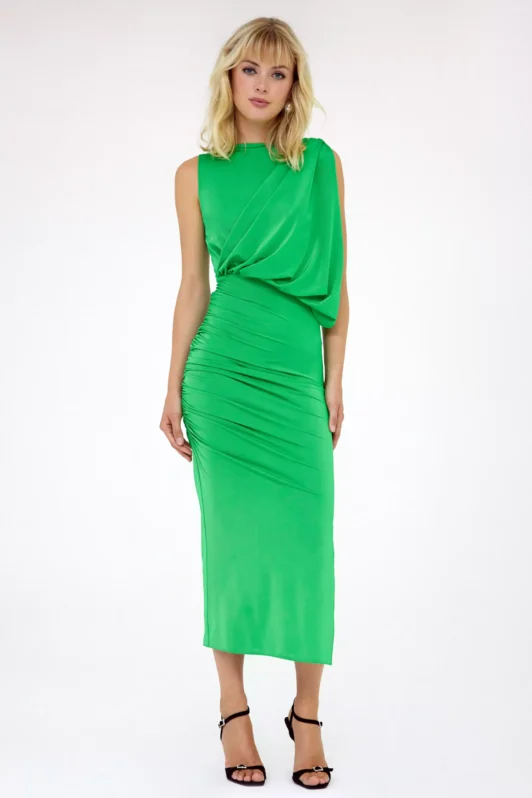 Dominique Midi Green Dress