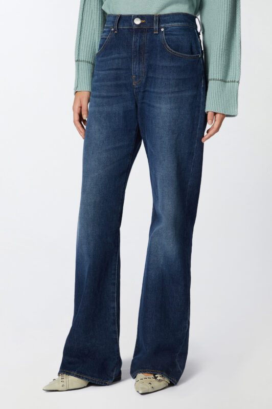 Wide leg jeans in vintage blue denim