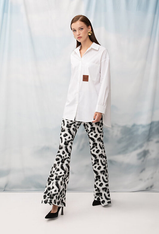 Flared Pants Leopard White