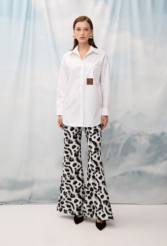 Flared Pants Leopard White