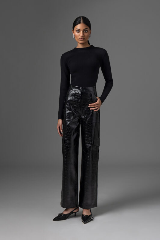 Rihanna Black Croc Pants