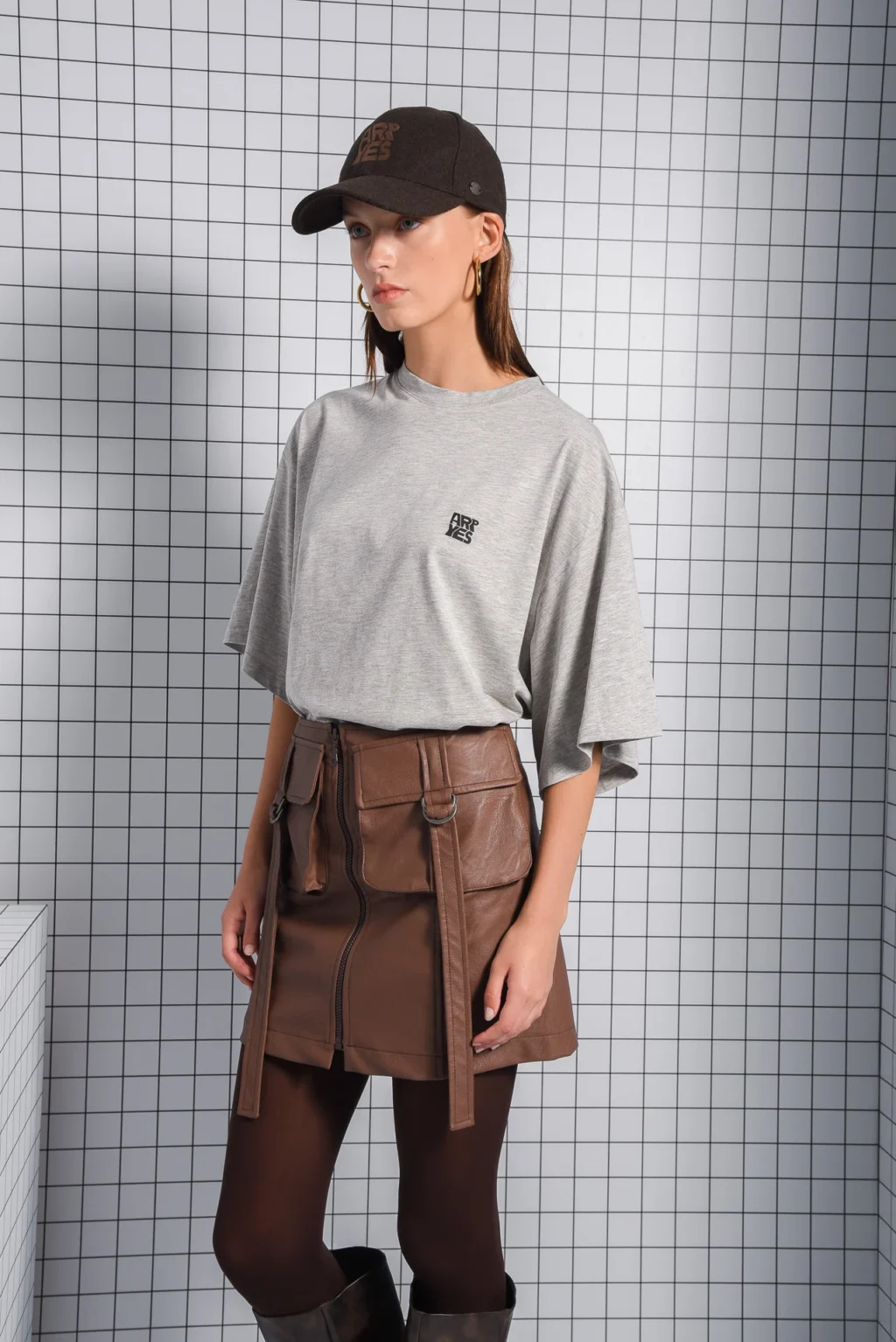 Momentum Leather Brown Skirt