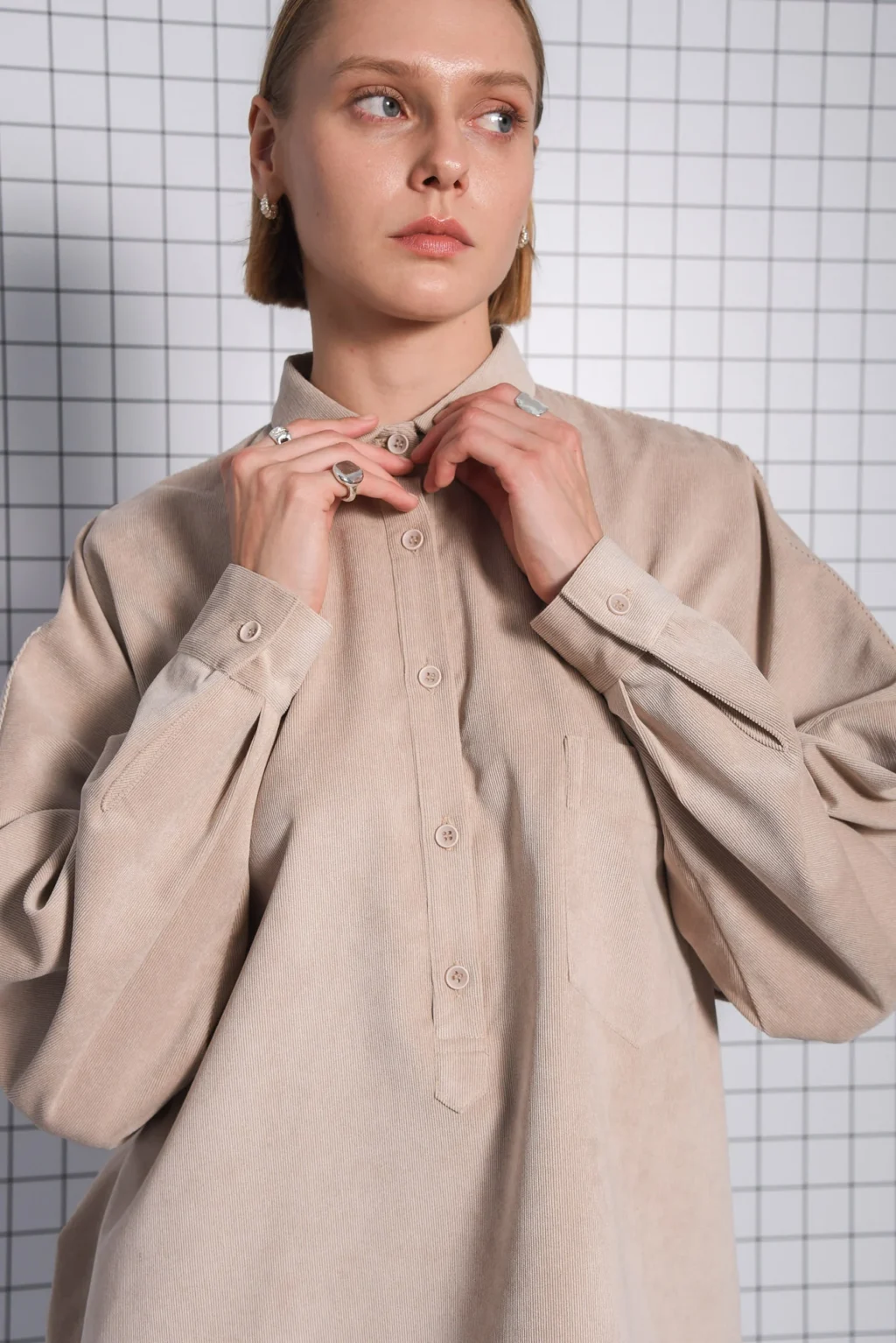 Plan Corduroy Beige Blouse