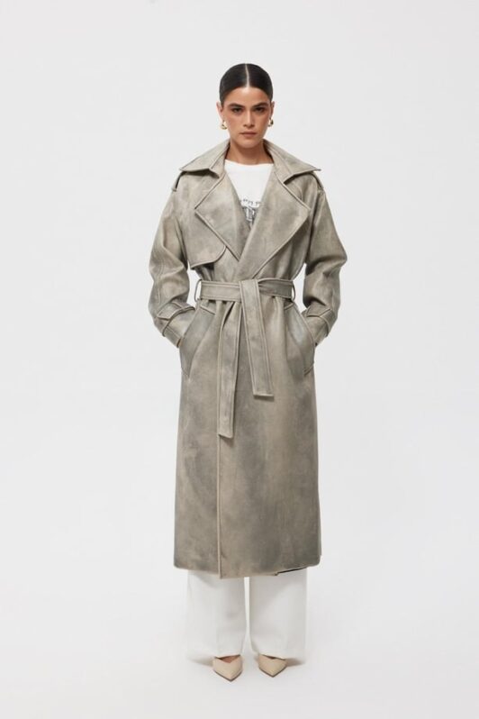 Karen Leather Gray Coat