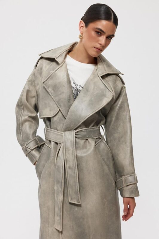 Karen Leather Gray Coat