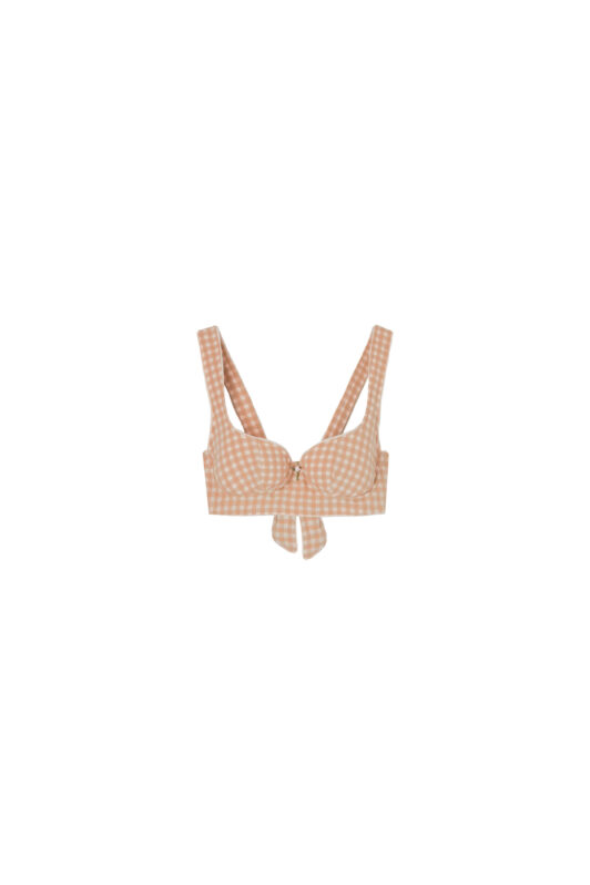 Plaid Bustier With Tie