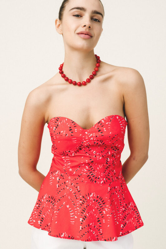 Giselle Red Cotton Bustier
