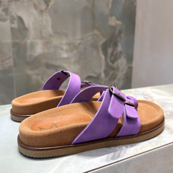 Bonnie Μωβ Δερμάτινες Παντόφλες