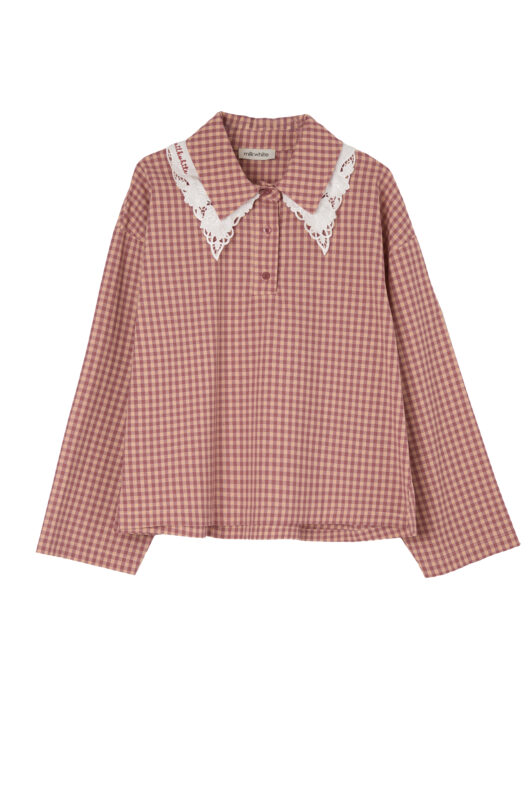 Oversized Plaid Polo Blouse