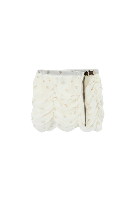 Mini Tulle Draped Skirt With Belt