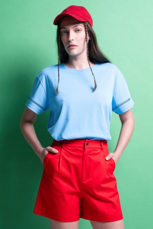 Artemis Red Cotton Shorts