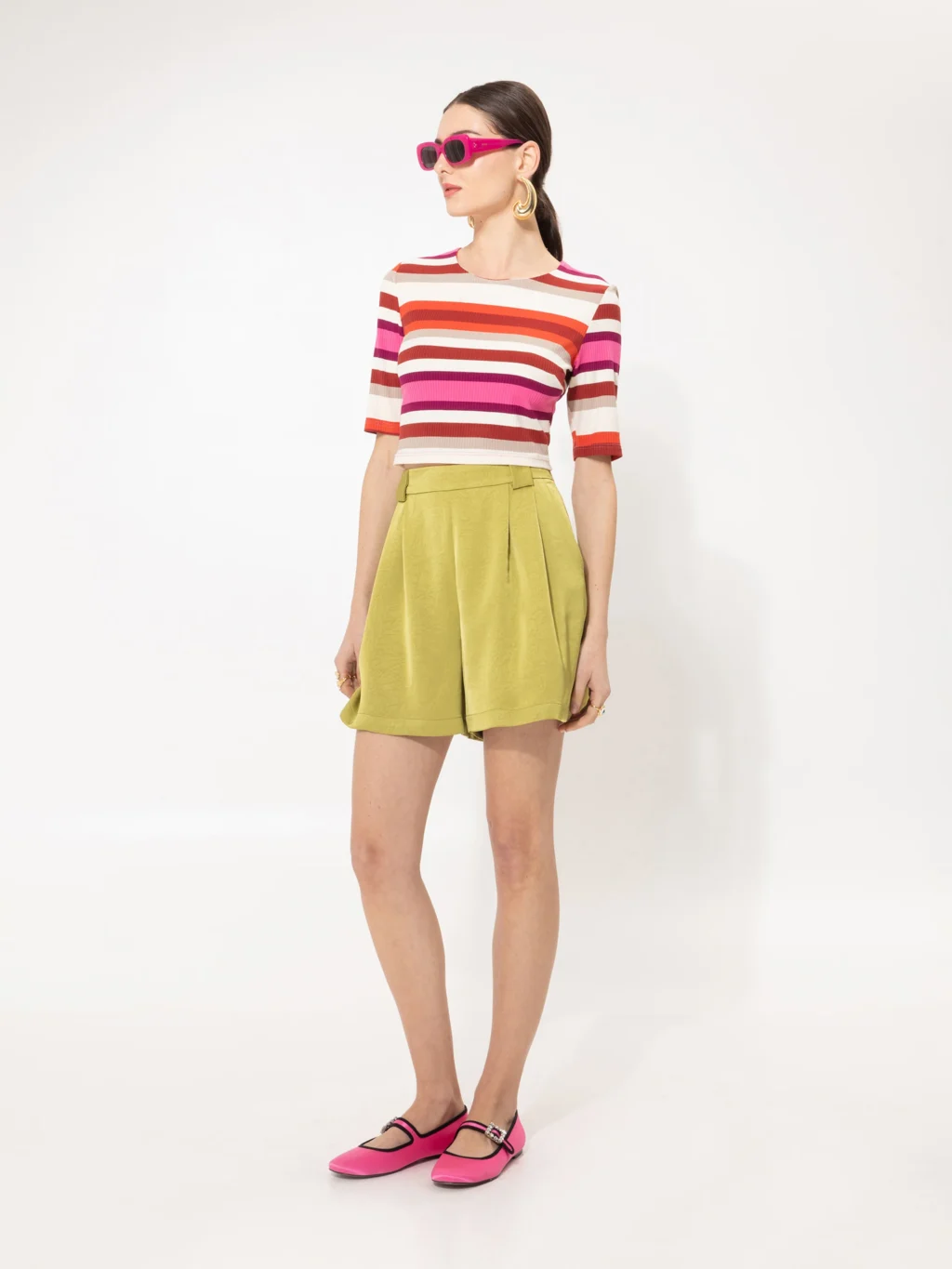 Short-Sleeve Crop Top Red Stripes